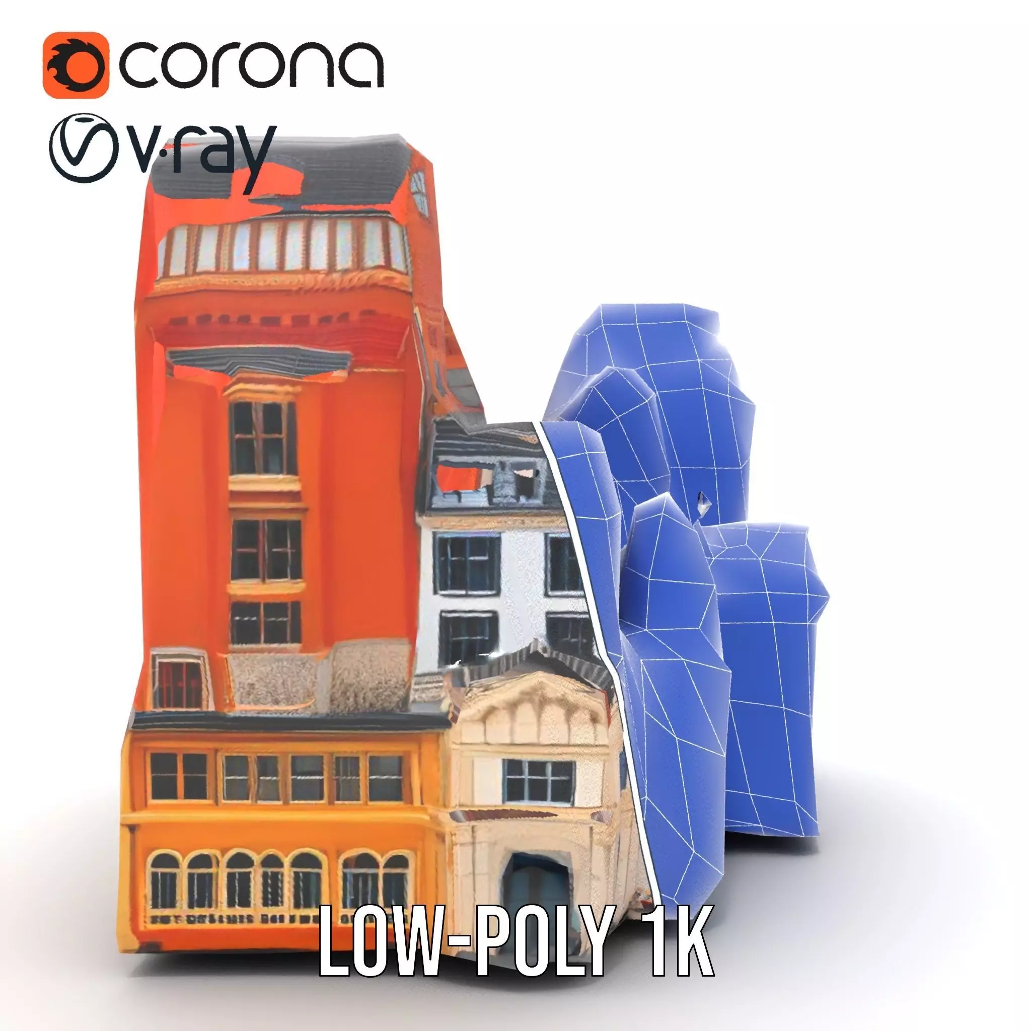 European Vintage Buildings model pack Low-poly 3D model_20