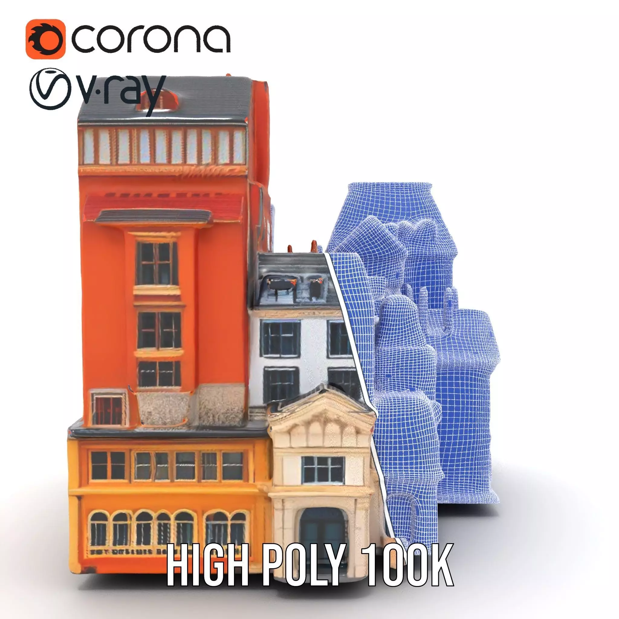 European Vintage Buildings model pack Low-poly 3D model_33