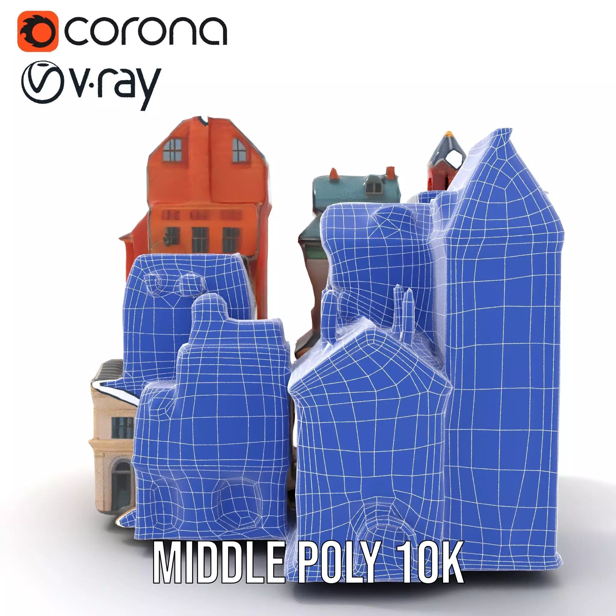 European Vintage Buildings model pack Low-poly 3D model_27