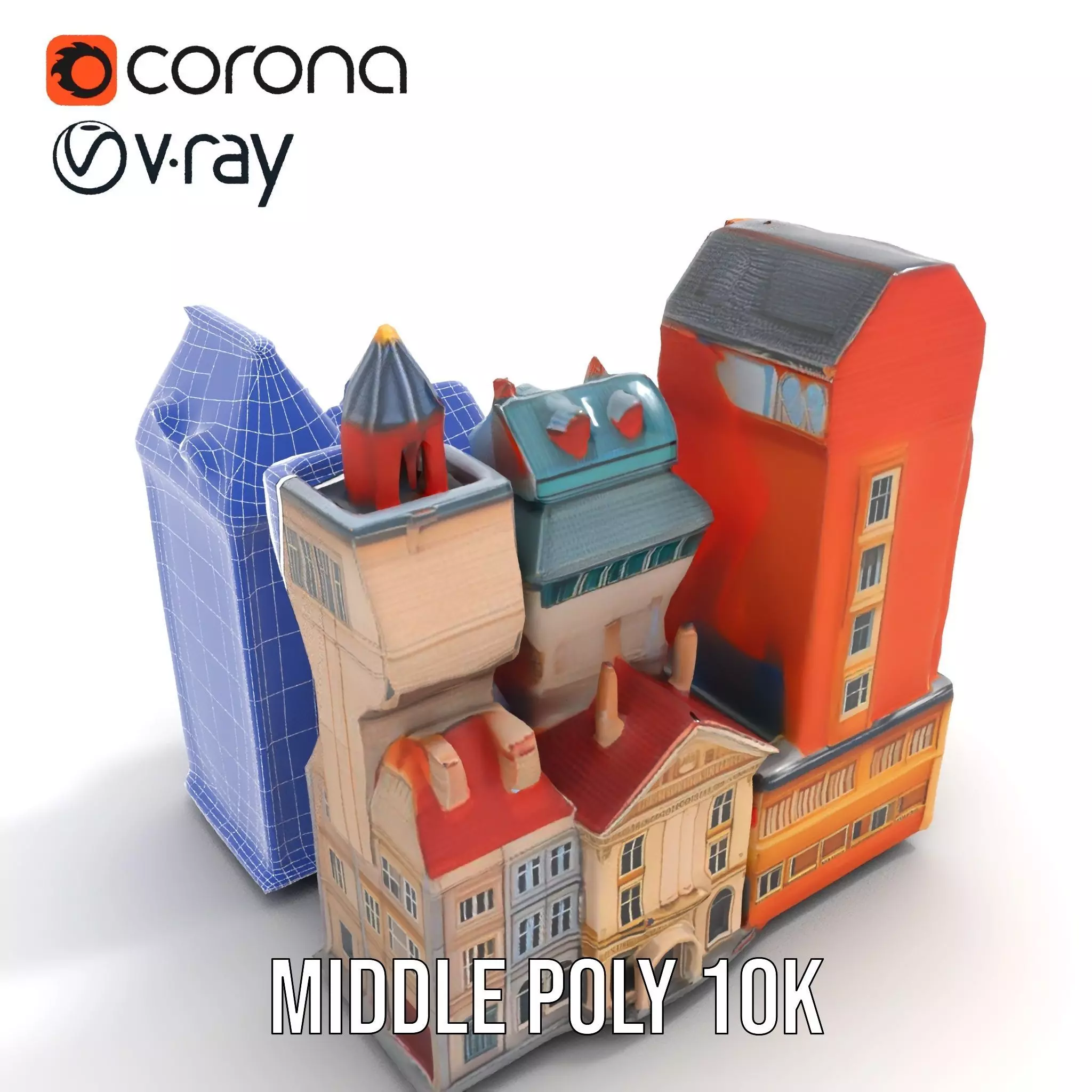 European Vintage Buildings model pack Low-poly 3D model_19