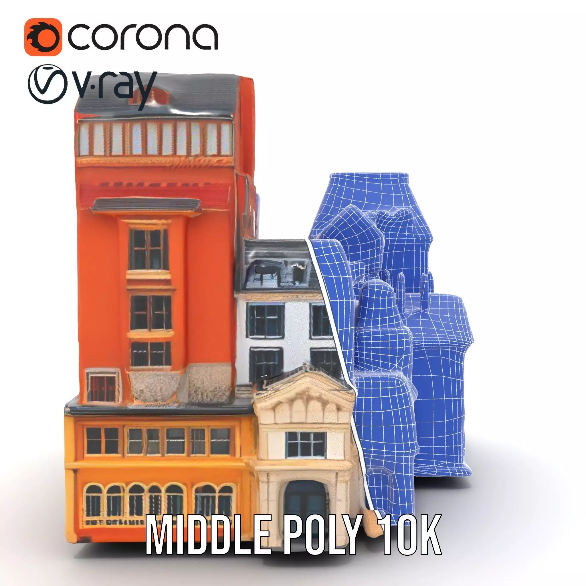 European Vintage Buildings model pack Low-poly 3D model_30