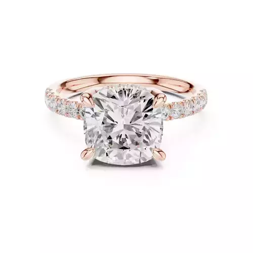 4CT Cushion Cut Double Hidden Halo Engagement Ring 3DM STL Video