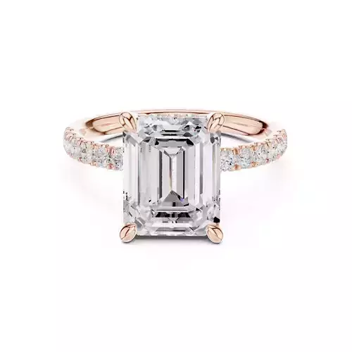 4CT Emerald Cut Double Hidden Halo Pave Engagement Ring Video