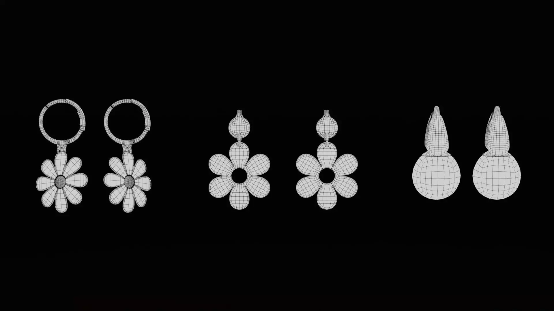 Earrings Collection Low-poly 3D model_10