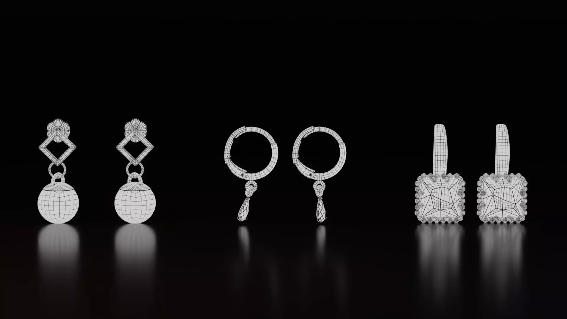 Earrings Collection Low-poly 3D model_9