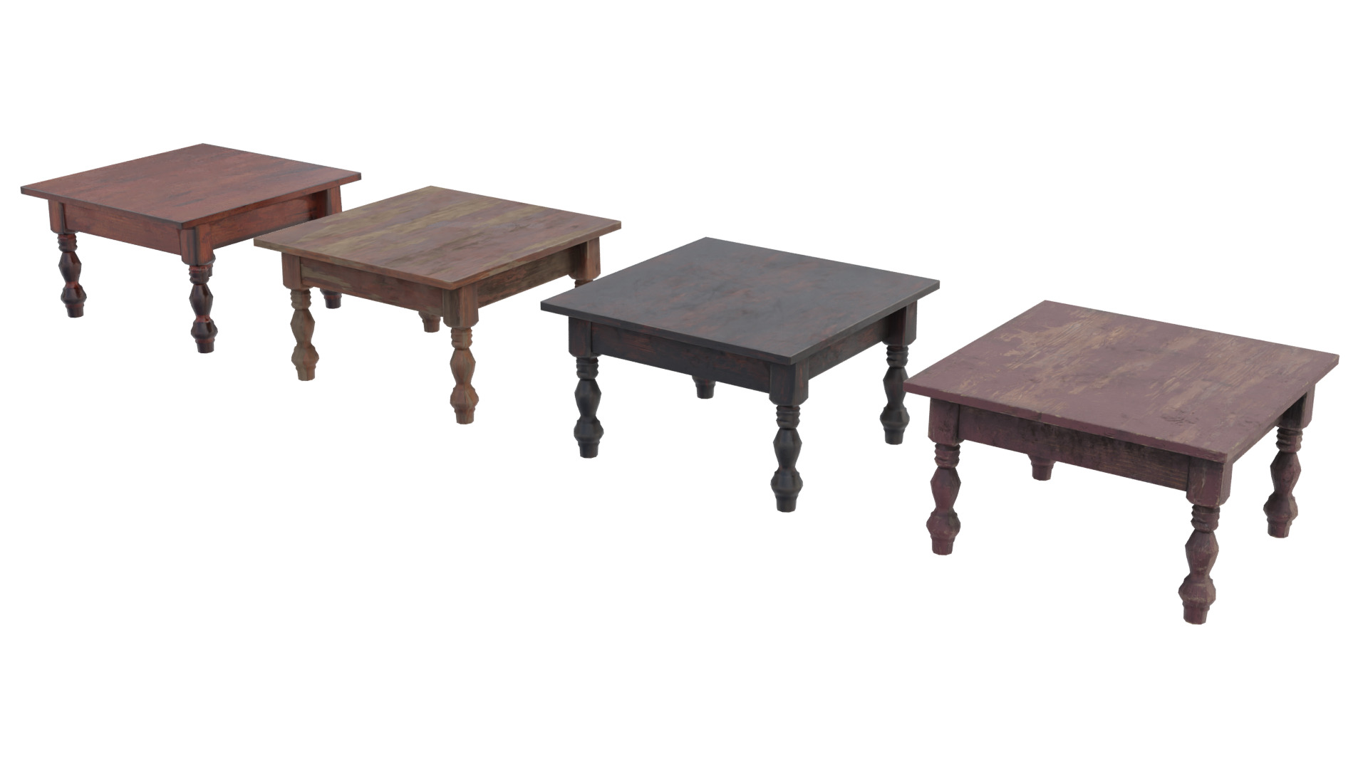 Small Wood Table Low-poly 3D model_2