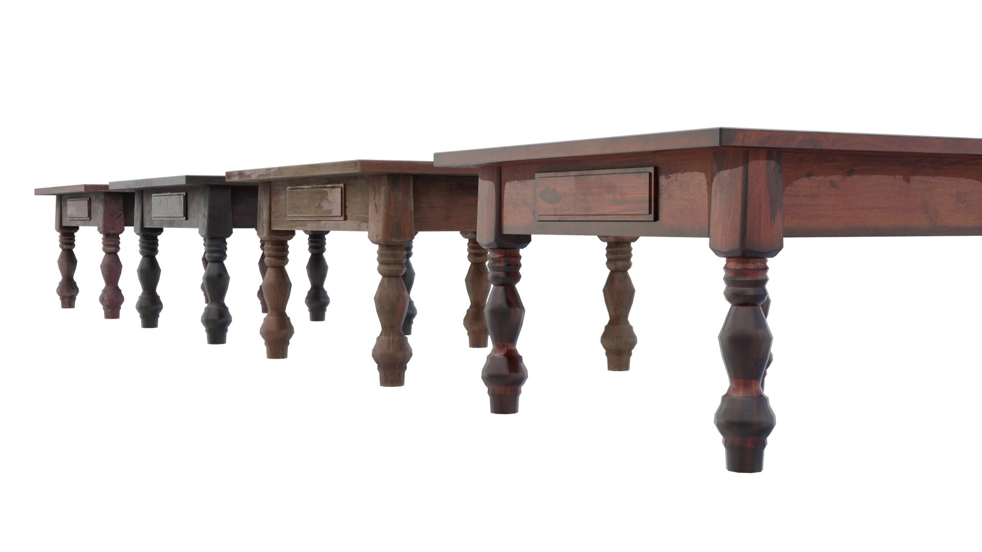 Small Wood Table Low-poly 3D model_7