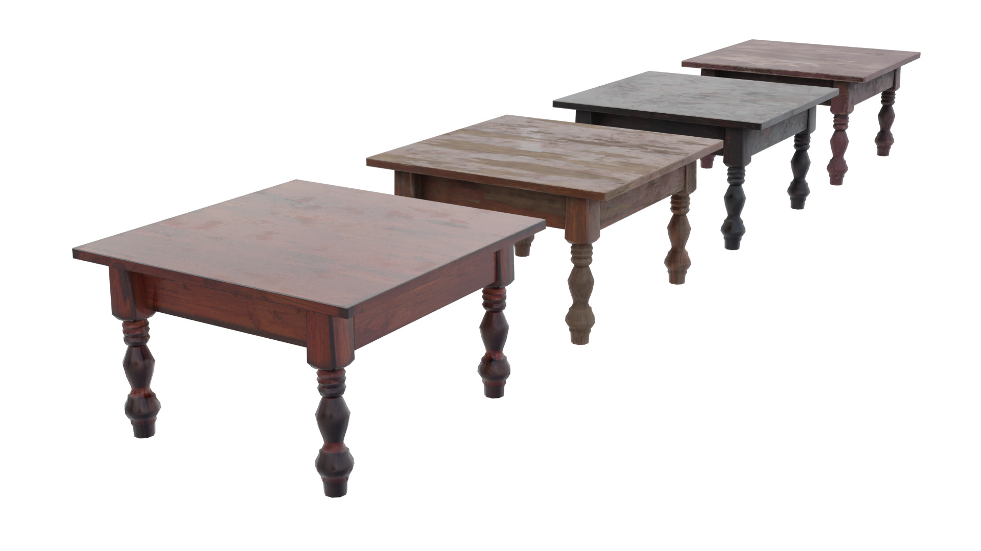 Small Wood Table Low-poly 3D model_1