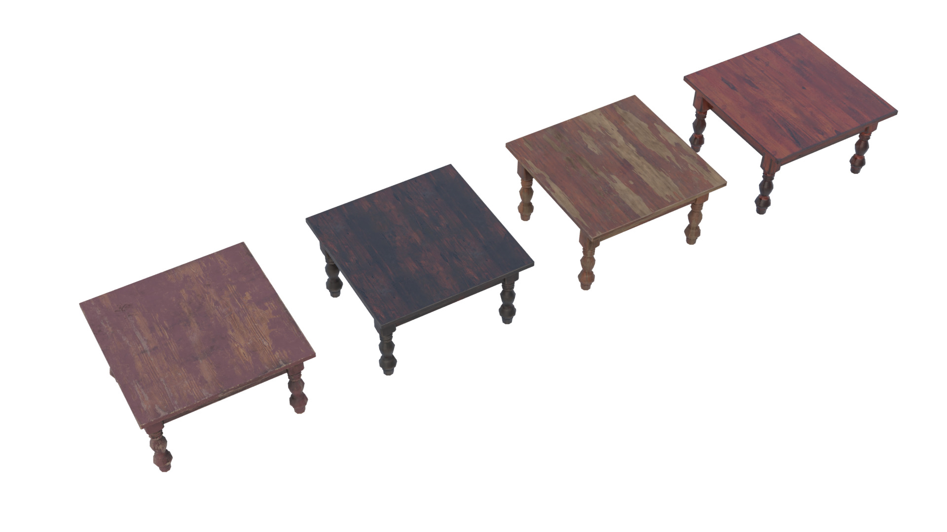 Small Wood Table Low-poly 3D model_6
