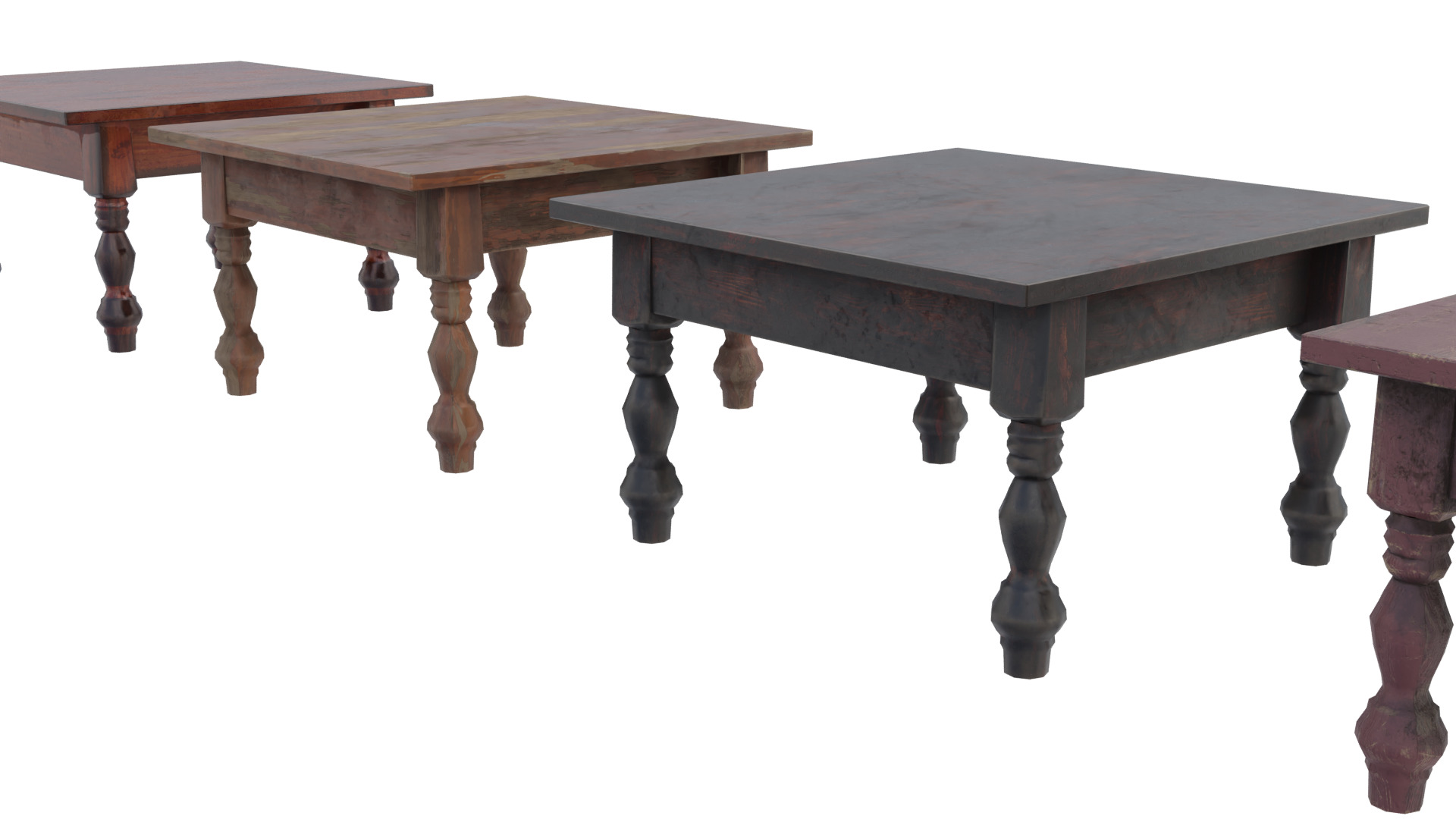 Small Wood Table Low-poly 3D model_3