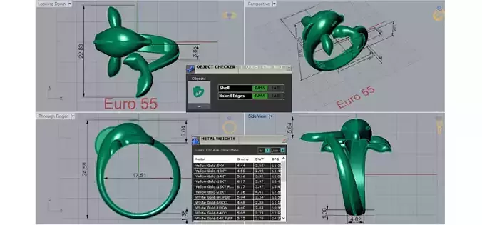 Dolphin Design Gold stl 3dm Ring gr0137