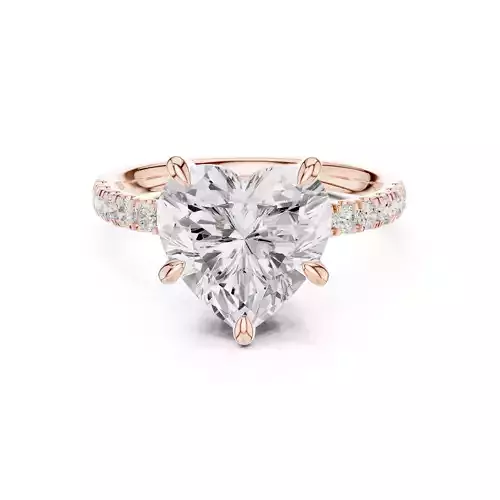 4CT Heart Cut Double Hidden Halo Pave Wedding Ring 3DM STL Video 3D print model