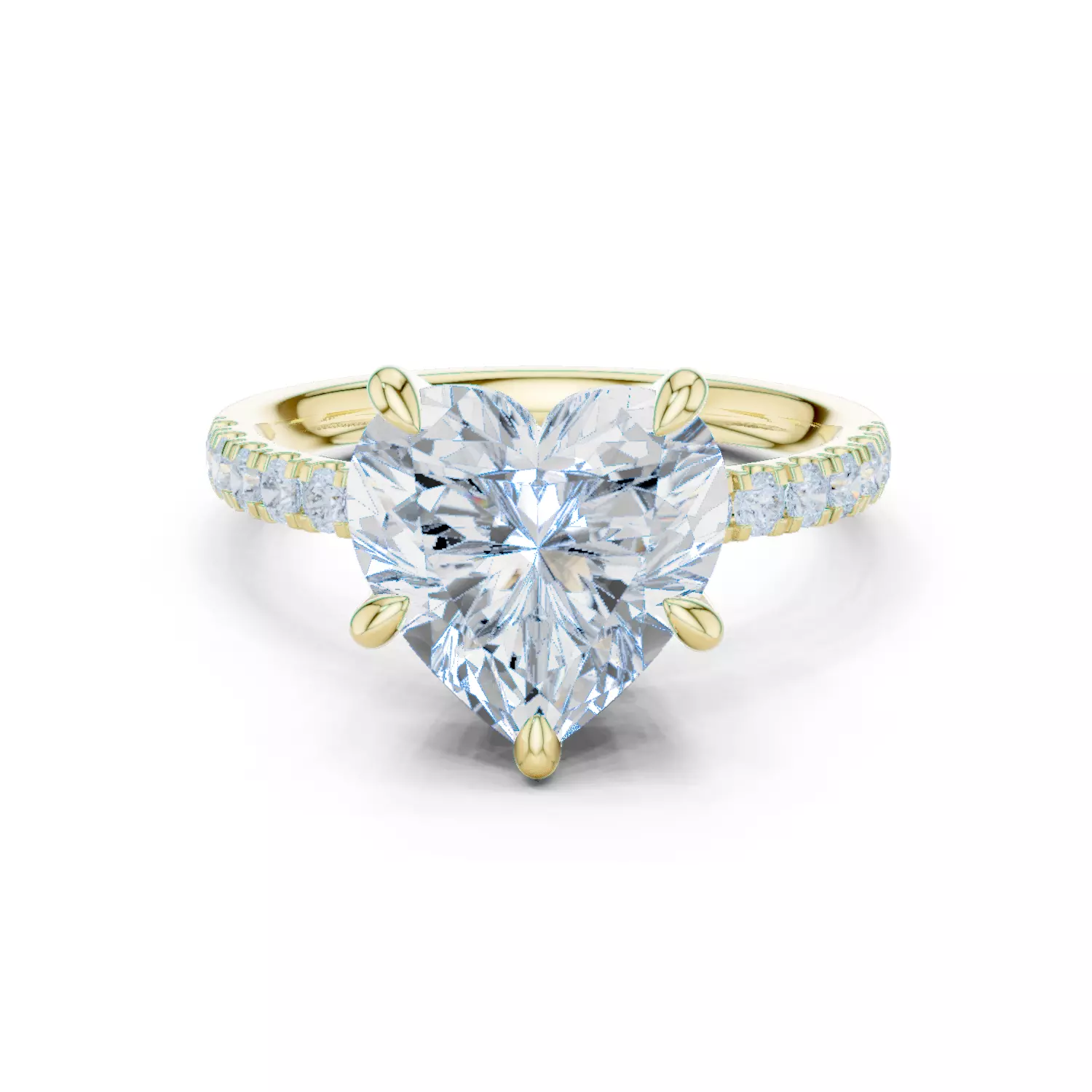 4CT Heart Cut Double Hidden Halo Pave Wedding Ring 3DM STL Video 3D print model_13