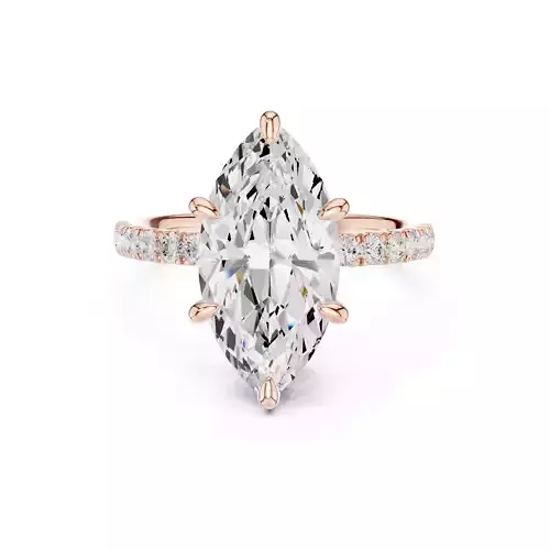 4CT Marquise Cut Double Hidden Halo Diamond Wedding Ring 