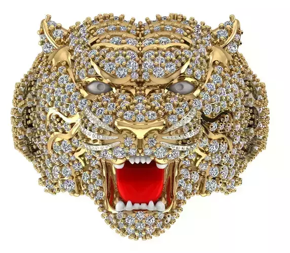 hip hop tiger ring 3D print model