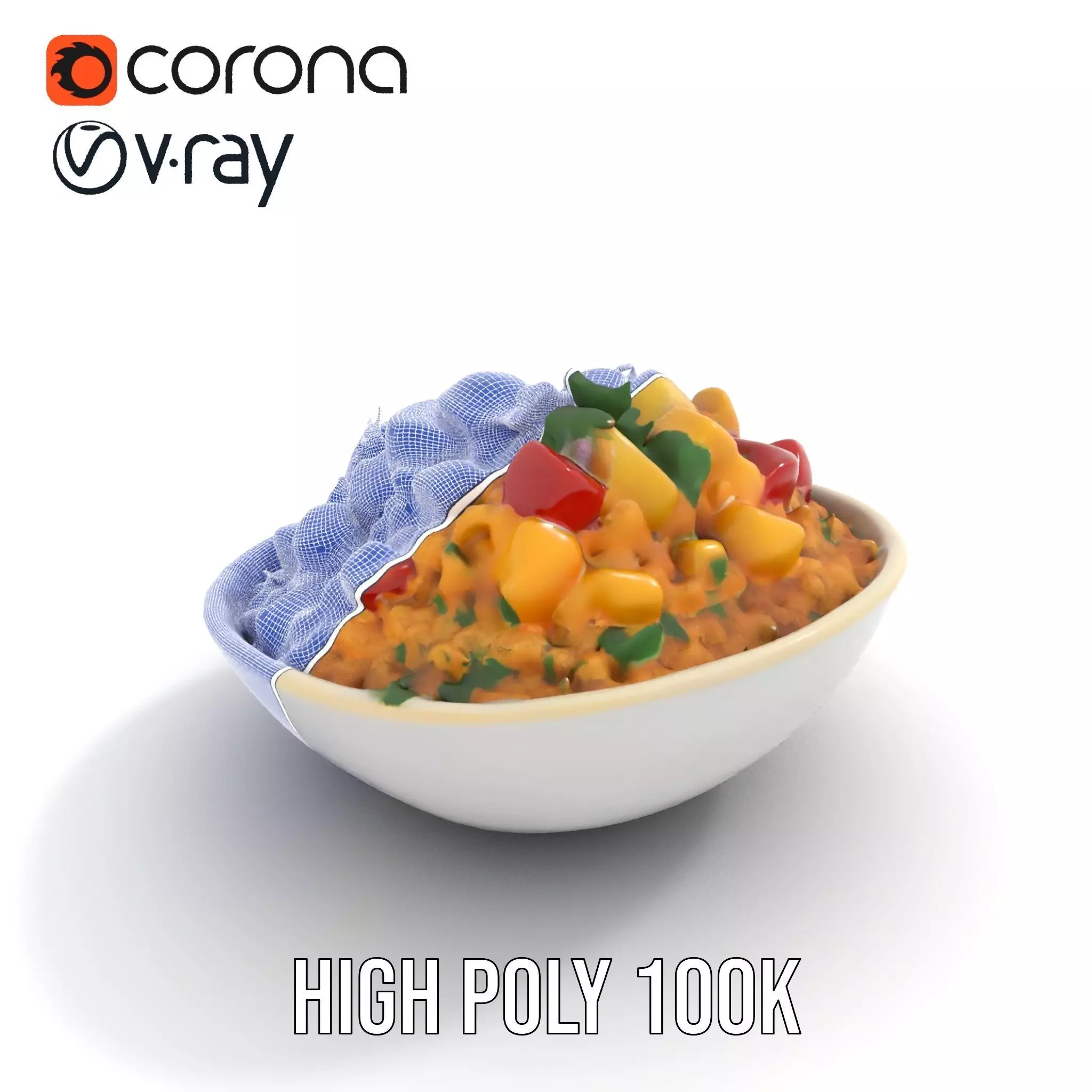 Couscous Salad Bowl model pack Low-poly 3D model_33