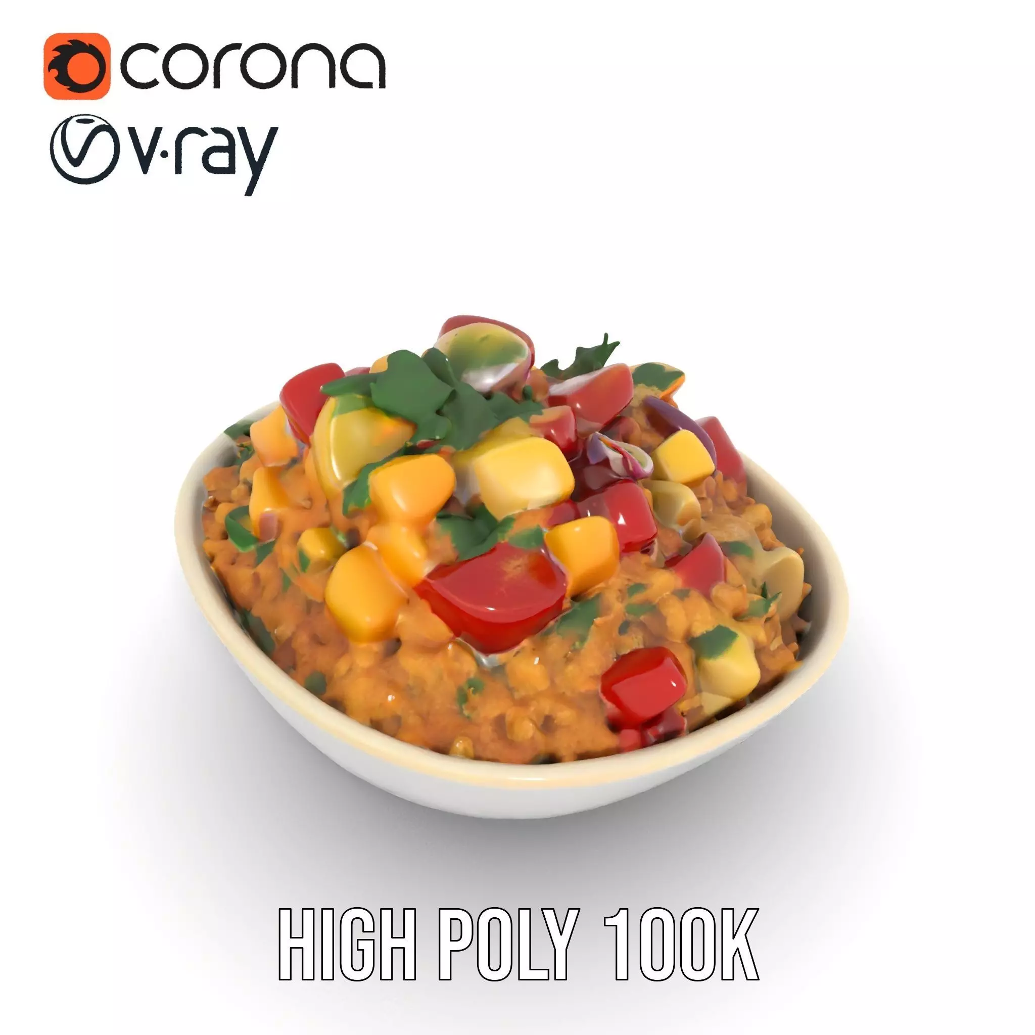 Couscous Salad Bowl model pack Low-poly 3D model_19