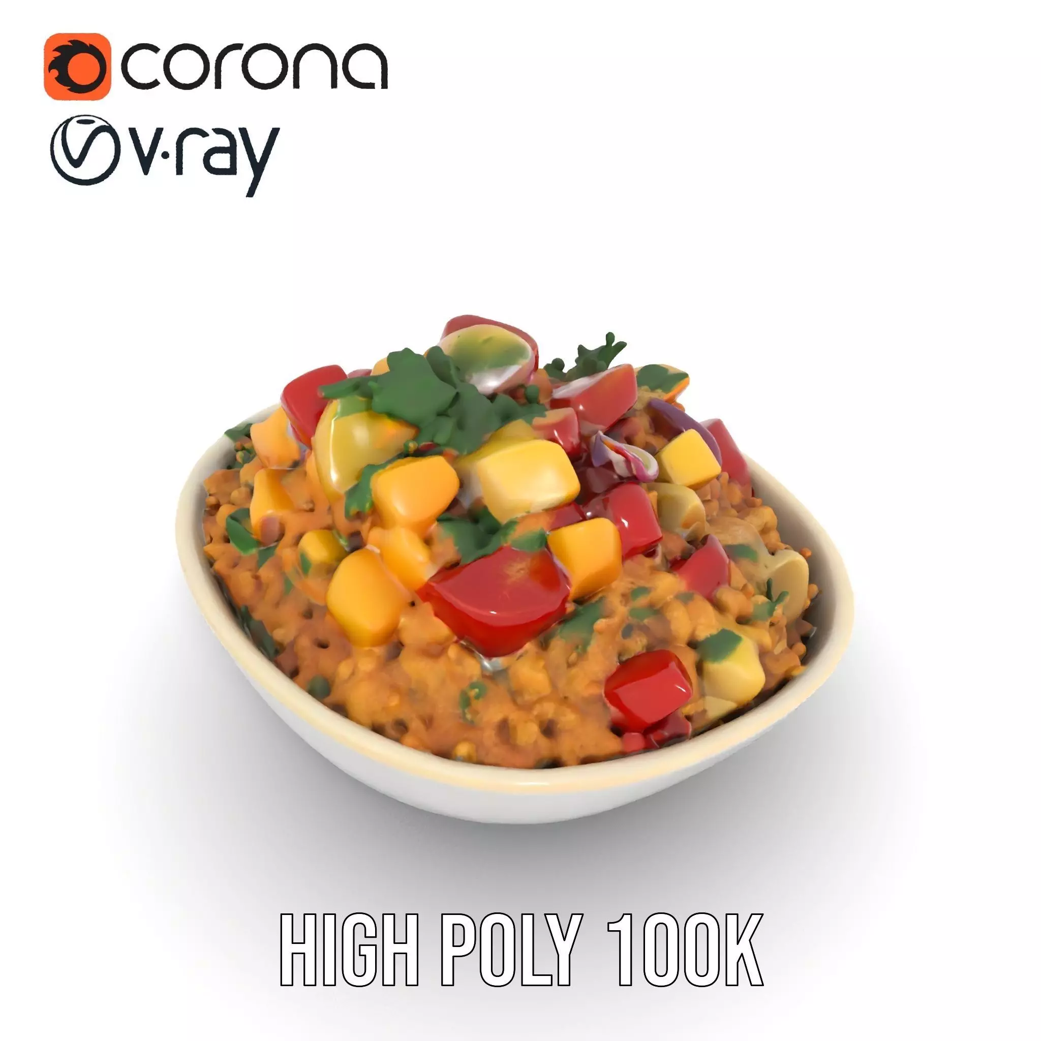 Couscous Salad Bowl model pack Low-poly 3D model_6