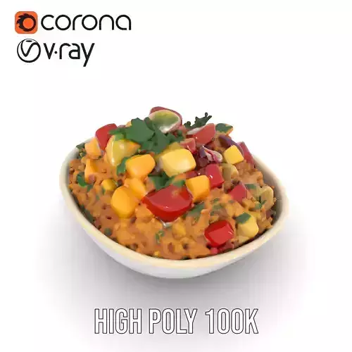 Couscous Salad Bowl model pack Low-poly 3D model 5