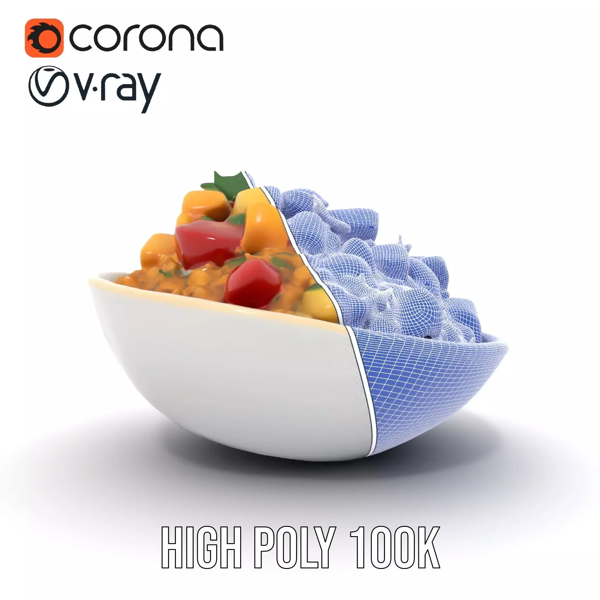 Couscous Salad Bowl model pack Low-poly 3D model_34