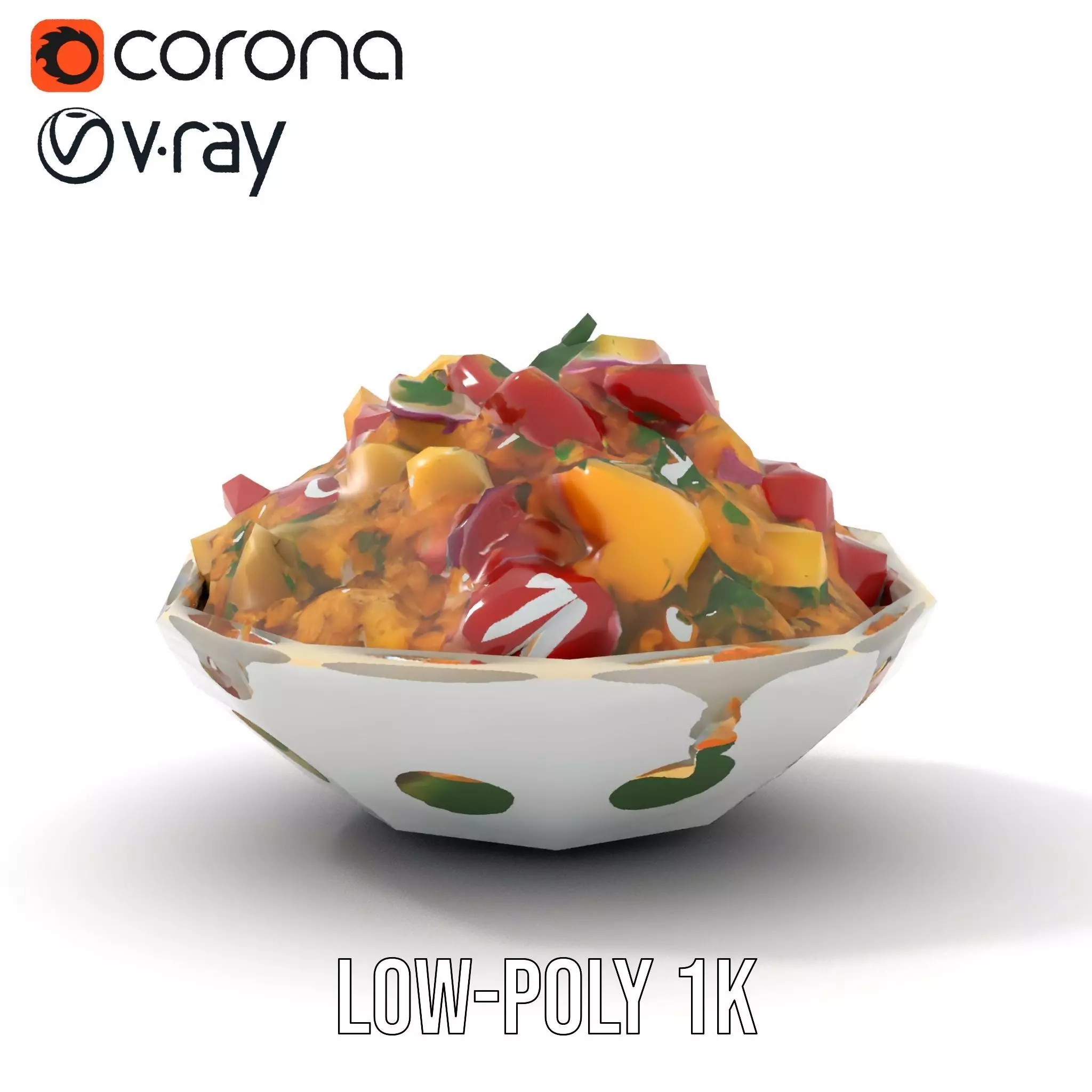Couscous Salad Bowl model pack Low-poly 3D model_13