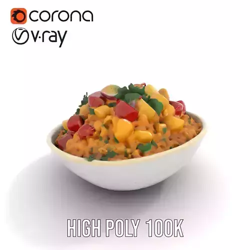 Couscous Salad Bowl model pack Low-poly 3D model 6