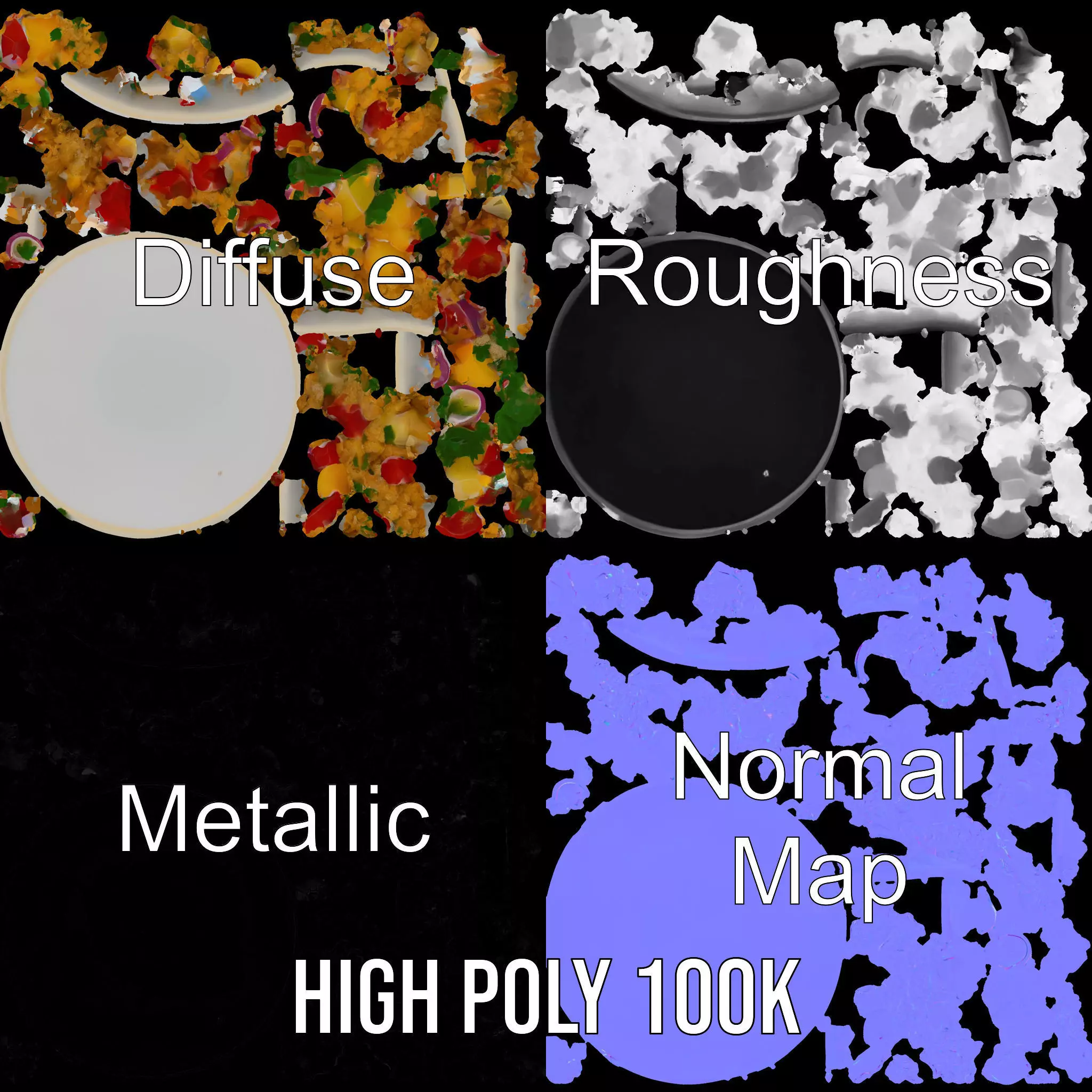 Couscous Salad Bowl model pack Low-poly 3D model_4