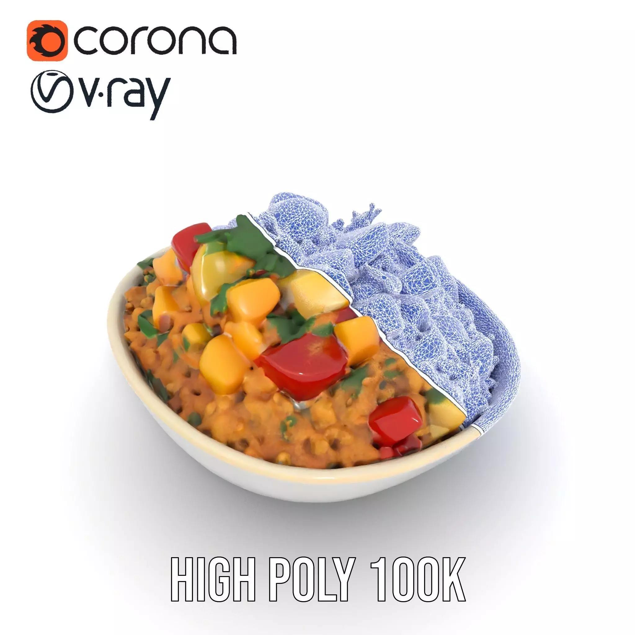 Couscous Salad Bowl model pack Low-poly 3D model_28