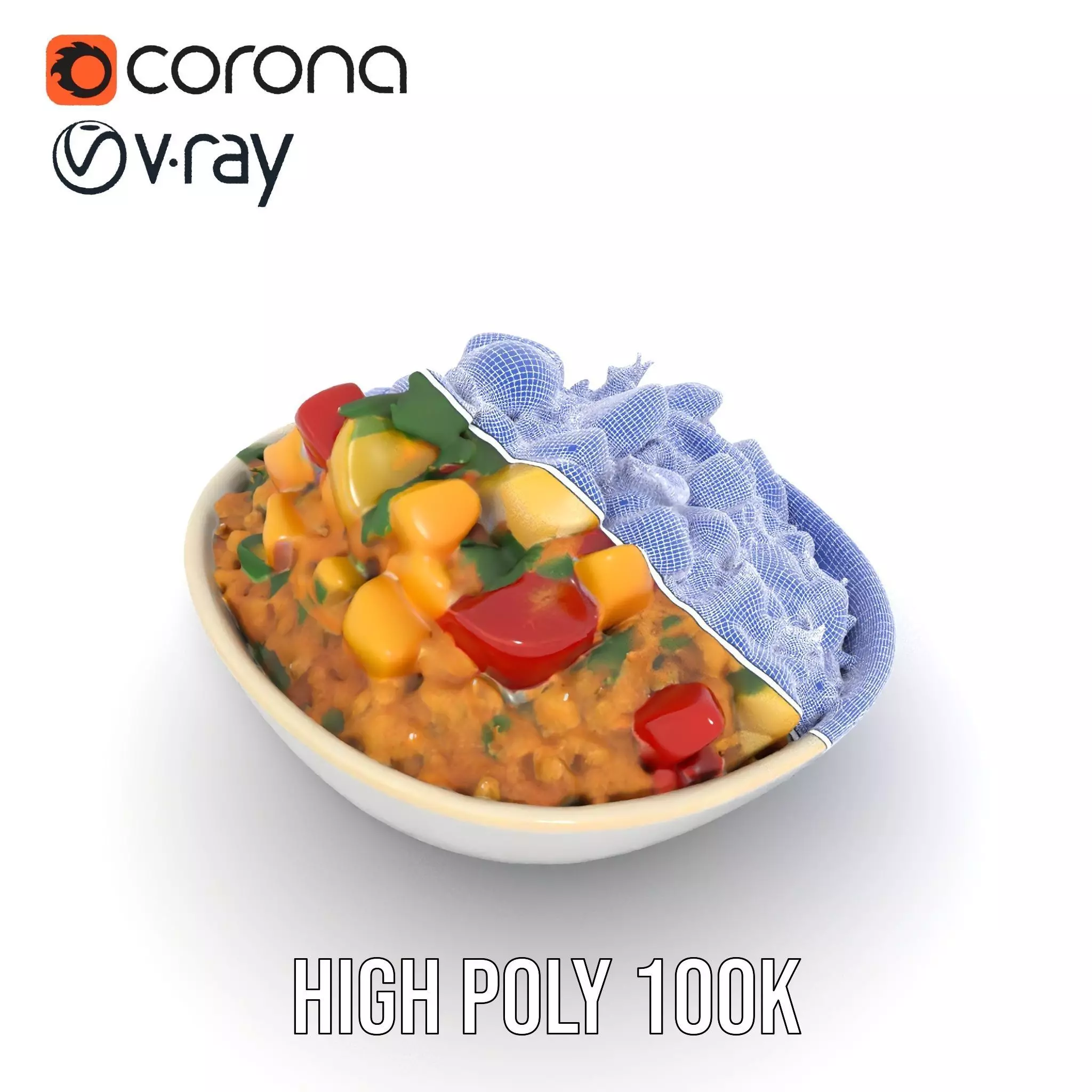 Couscous Salad Bowl model pack Low-poly 3D model_27