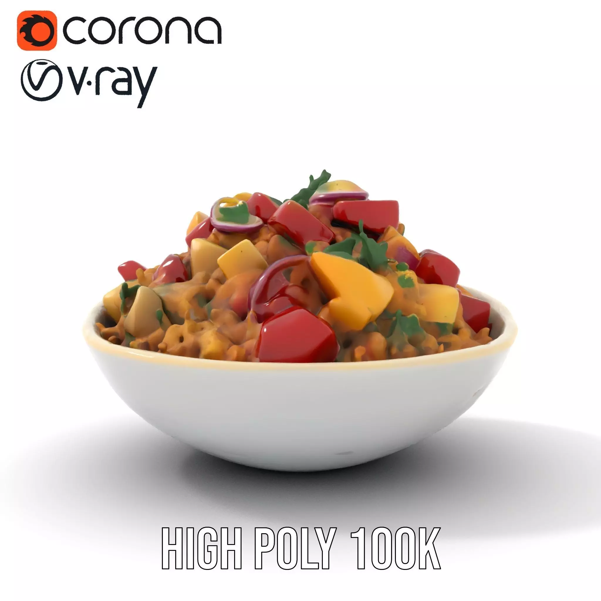 Couscous Salad Bowl model pack Low-poly 3D model_17