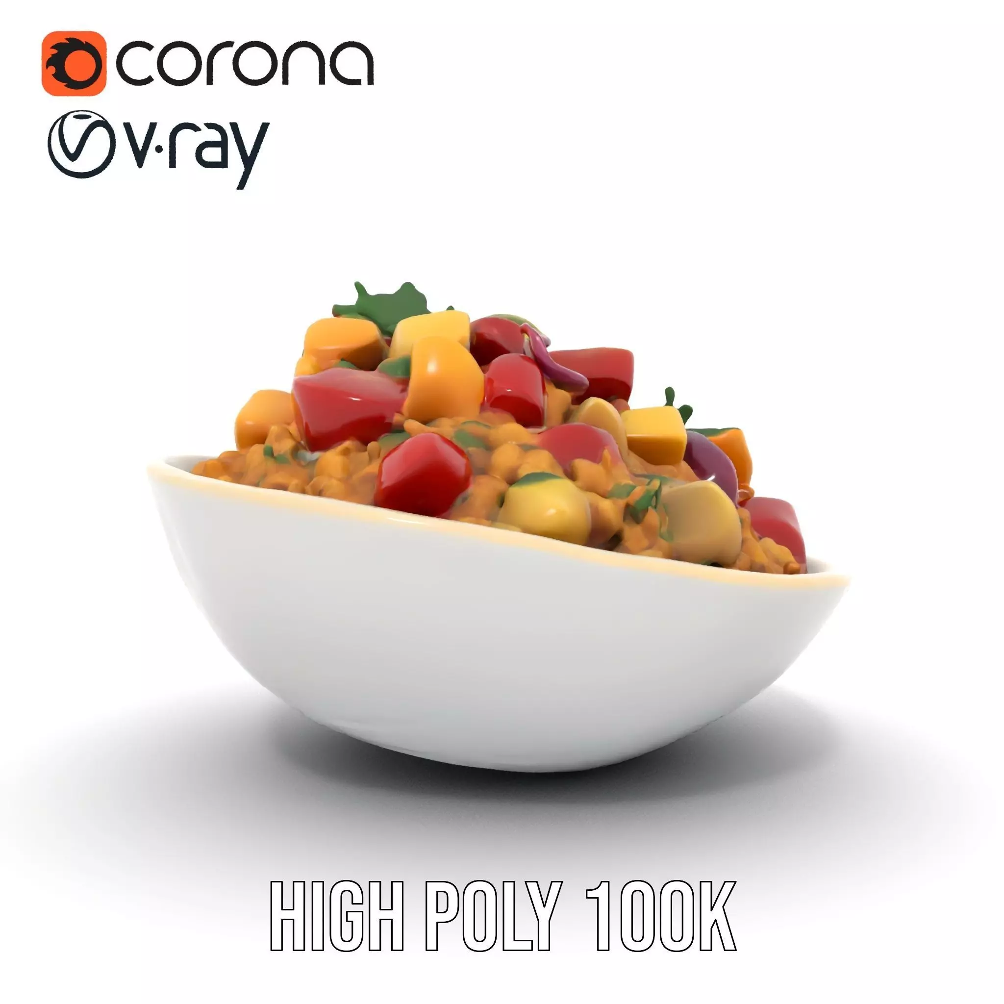 Couscous Salad Bowl model pack Low-poly 3D model_22