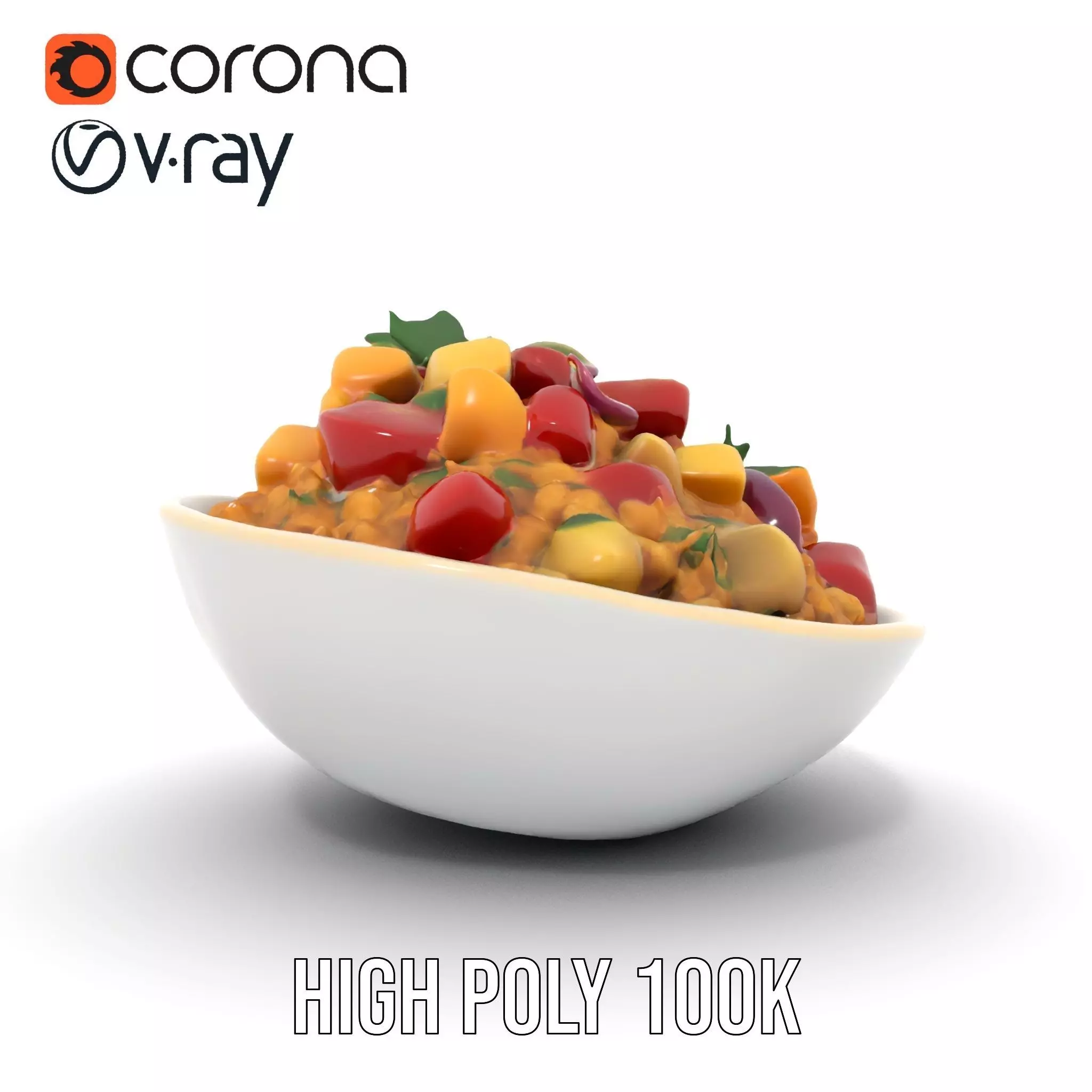 Couscous Salad Bowl model pack Low-poly 3D model_30