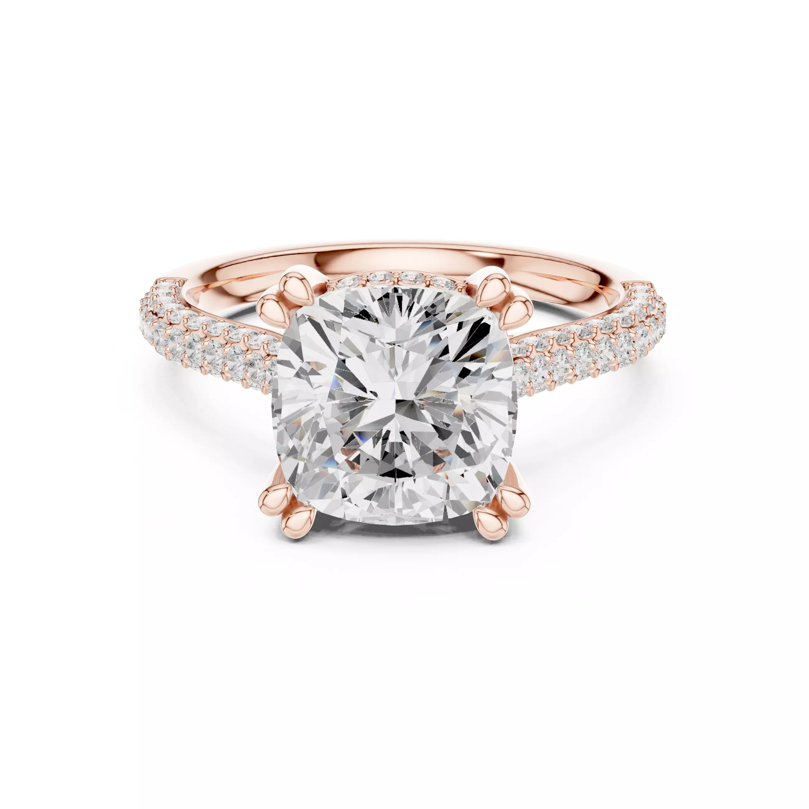 Double Claw Prong Cushion Cut Diamond Wedding Ring 3DM STL Video 3D print model