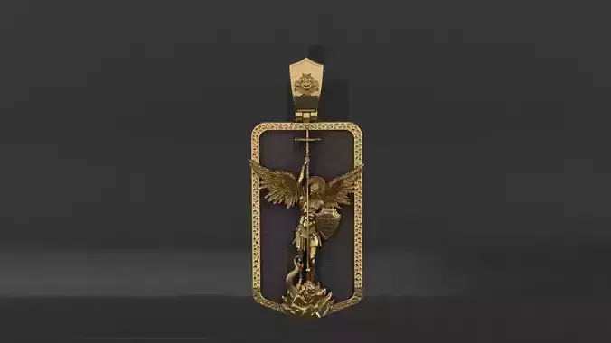 Pendant with Archangel Michael and tree