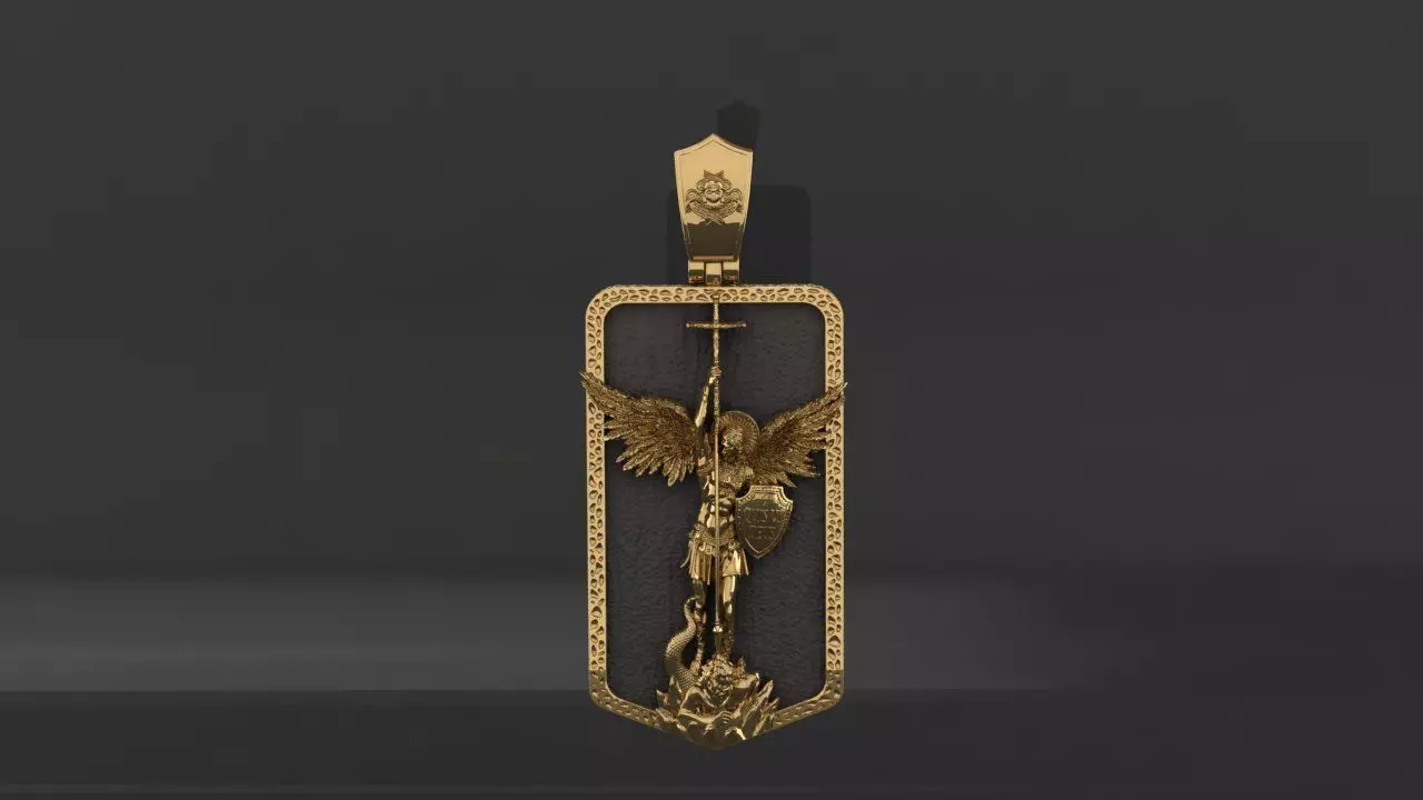 Pendant with Archangel Michael and tree 3D print model