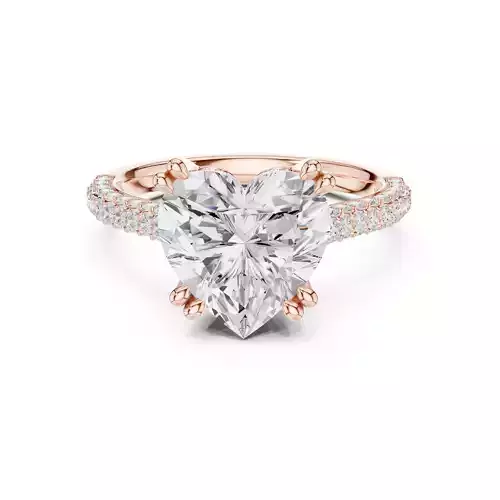 Double Claw Prong Heart Cut Diamond Wedding Ring 3DM STL Video 3D print model