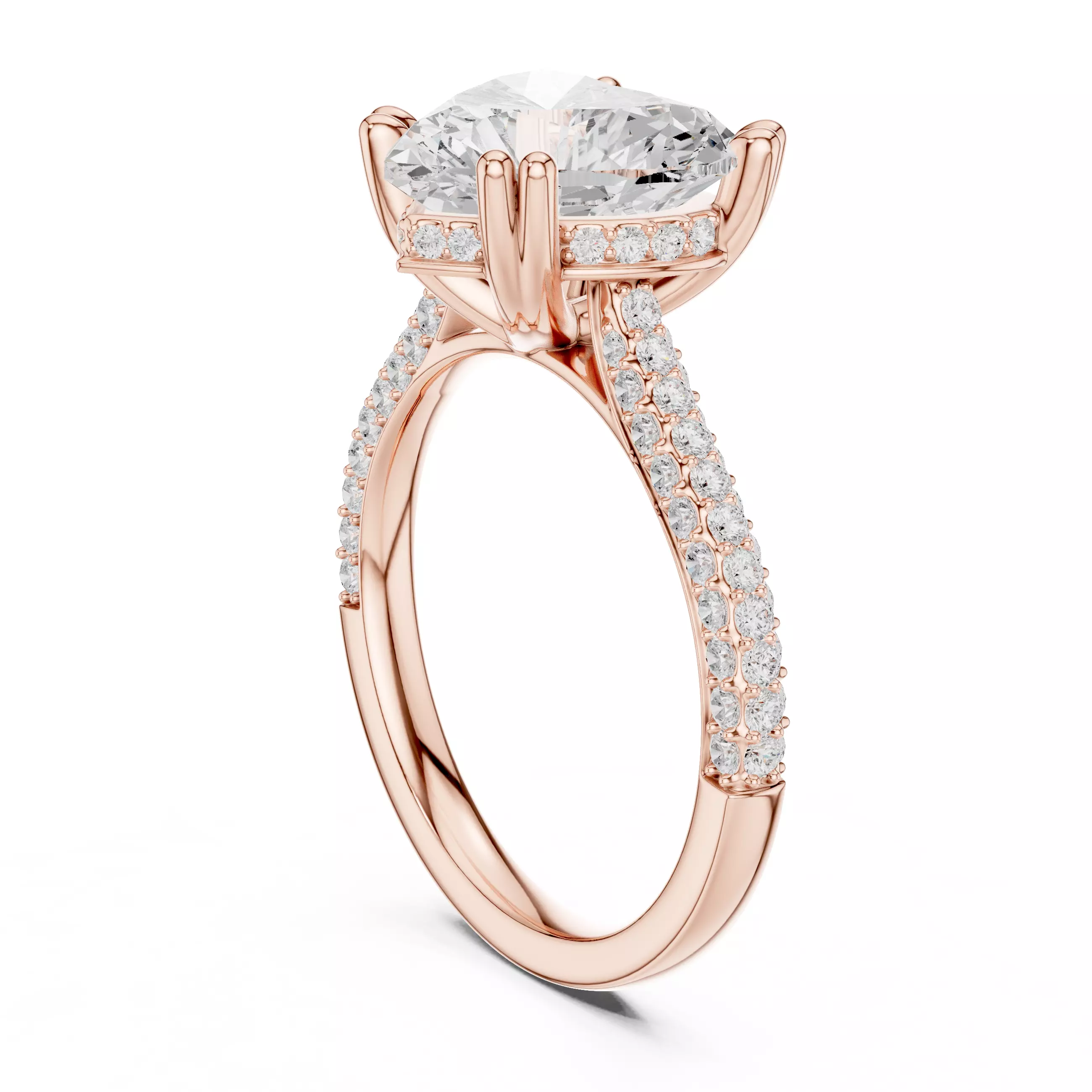 Double Claw Prong Heart Cut Diamond Wedding Ring 3DM STL Video 3D print model_3