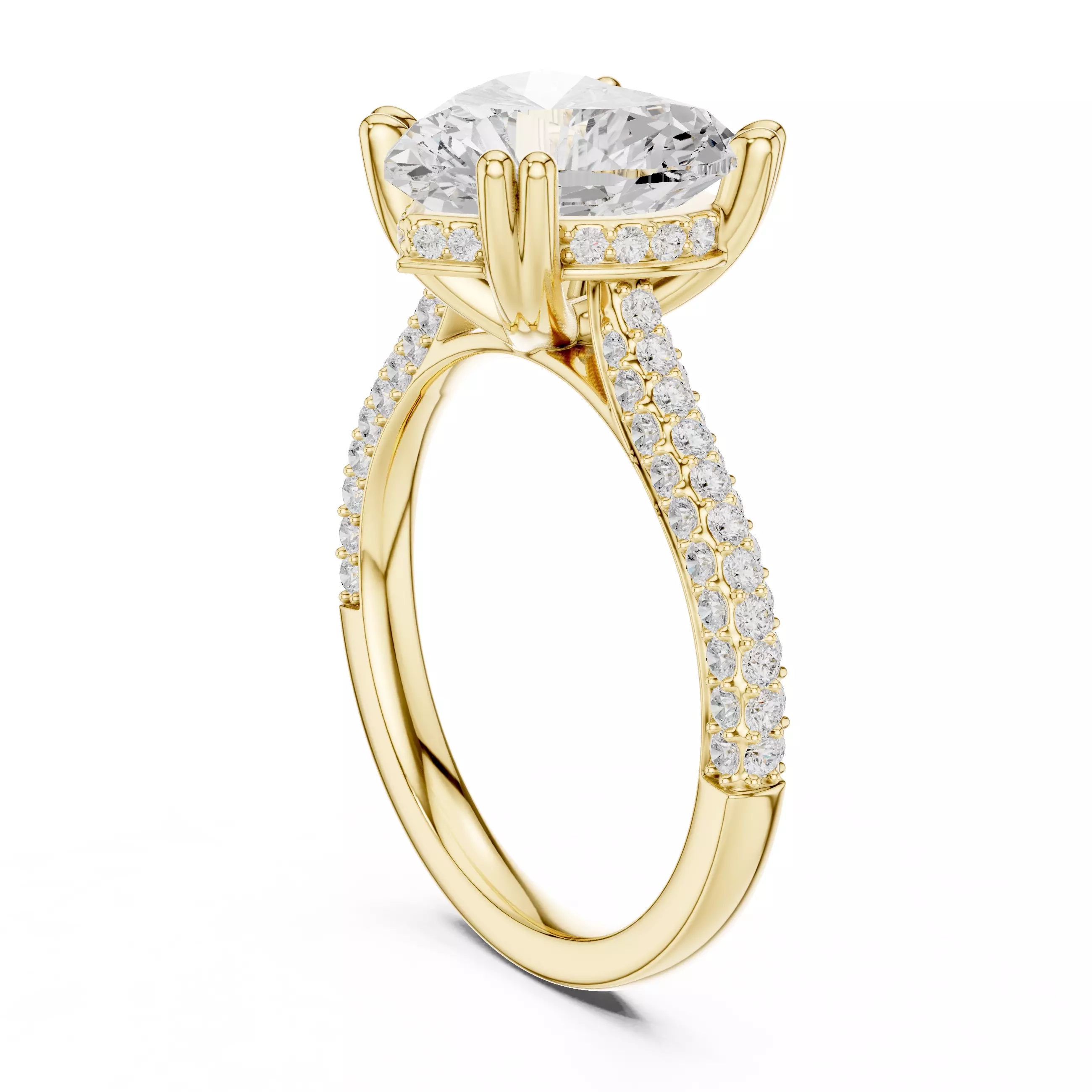 Double Claw Prong Heart Cut Diamond Wedding Ring 3DM STL Video 3D print model_6