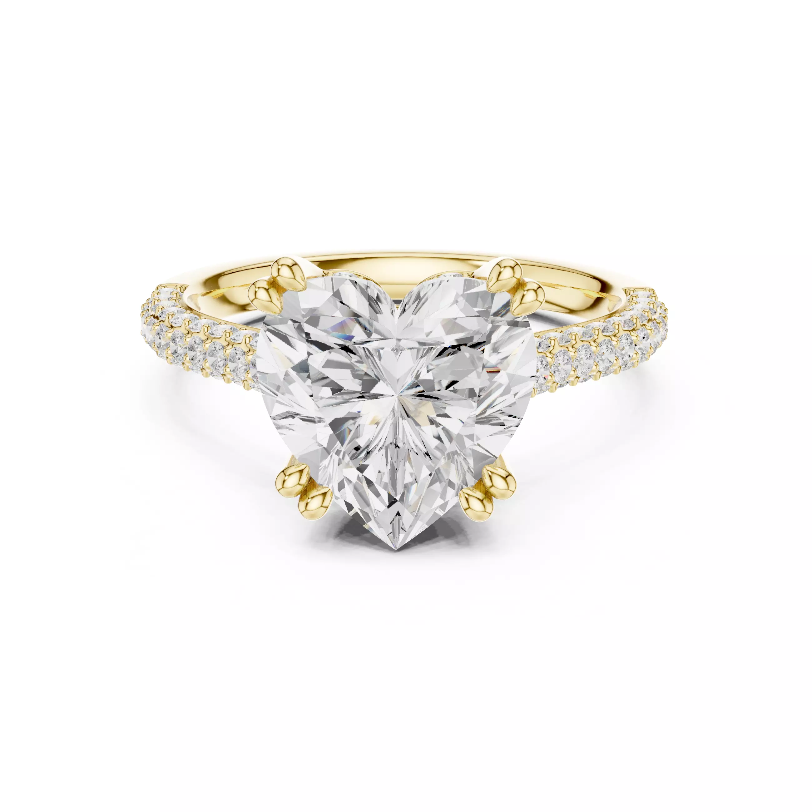 Double Claw Prong Heart Cut Diamond Wedding Ring 3DM STL Video 3D print model_1