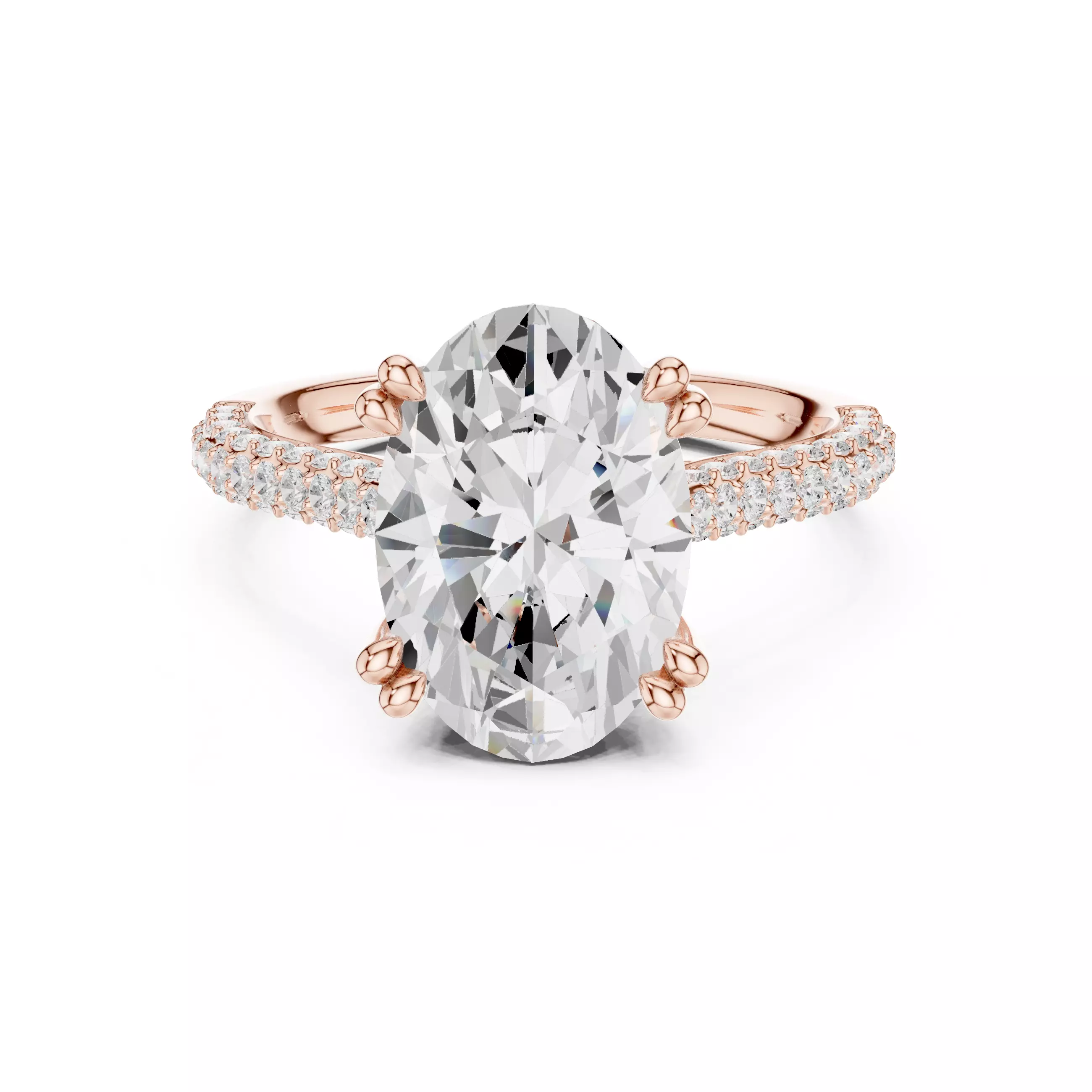 Double Claw Prong Oval Cut Diamond Engagement Ring 3DM STL Video 3D print model
