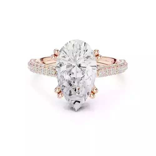 Double Claw Prong Elongated Pear Cut Diamond Ring 3DM STL Video