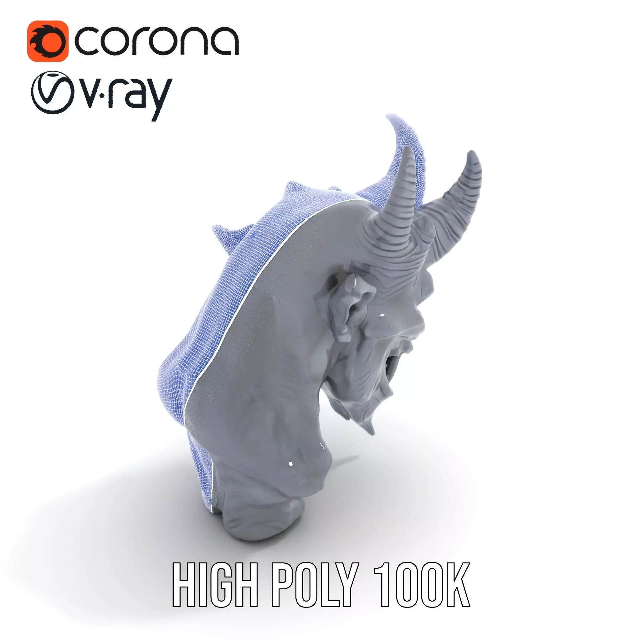 Dark Demon Head model pack Low-poly 3D model_33