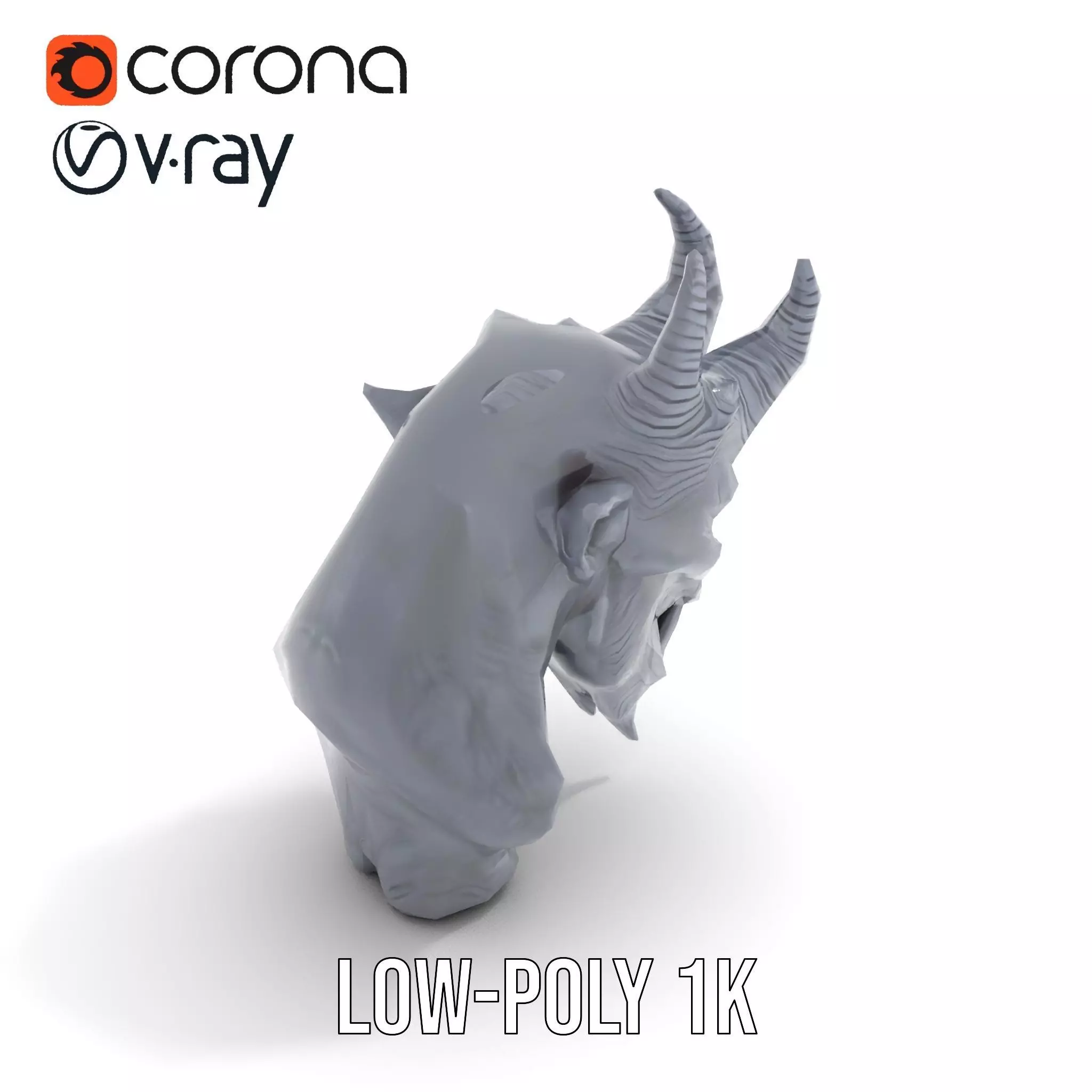 Dark Demon Head model pack Low-poly 3D model_14