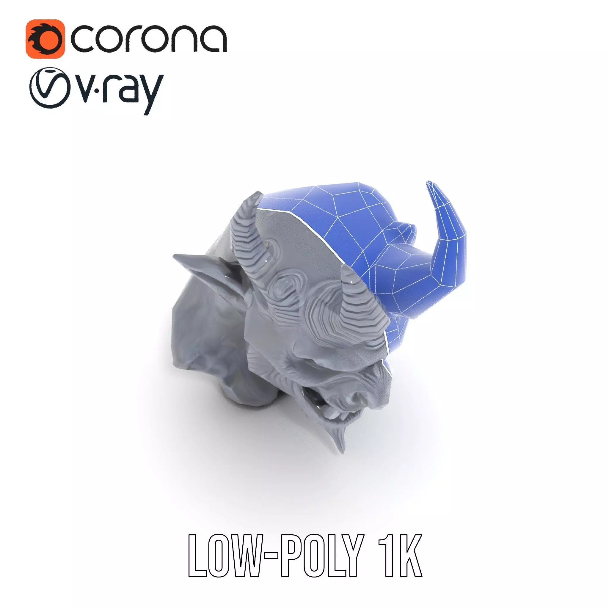 Dark Demon Head model pack Low-poly 3D model_22