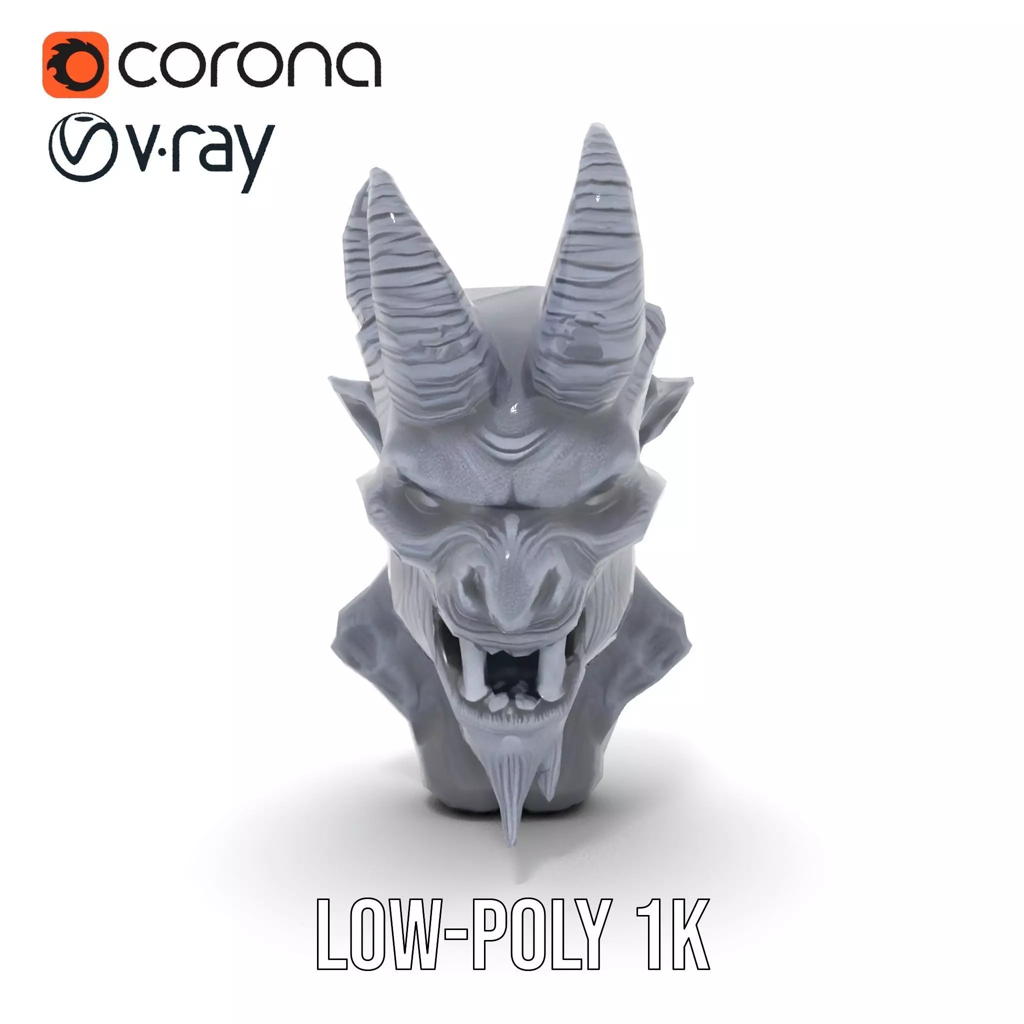 Dark Demon Head model pack Low-poly 3D model_12