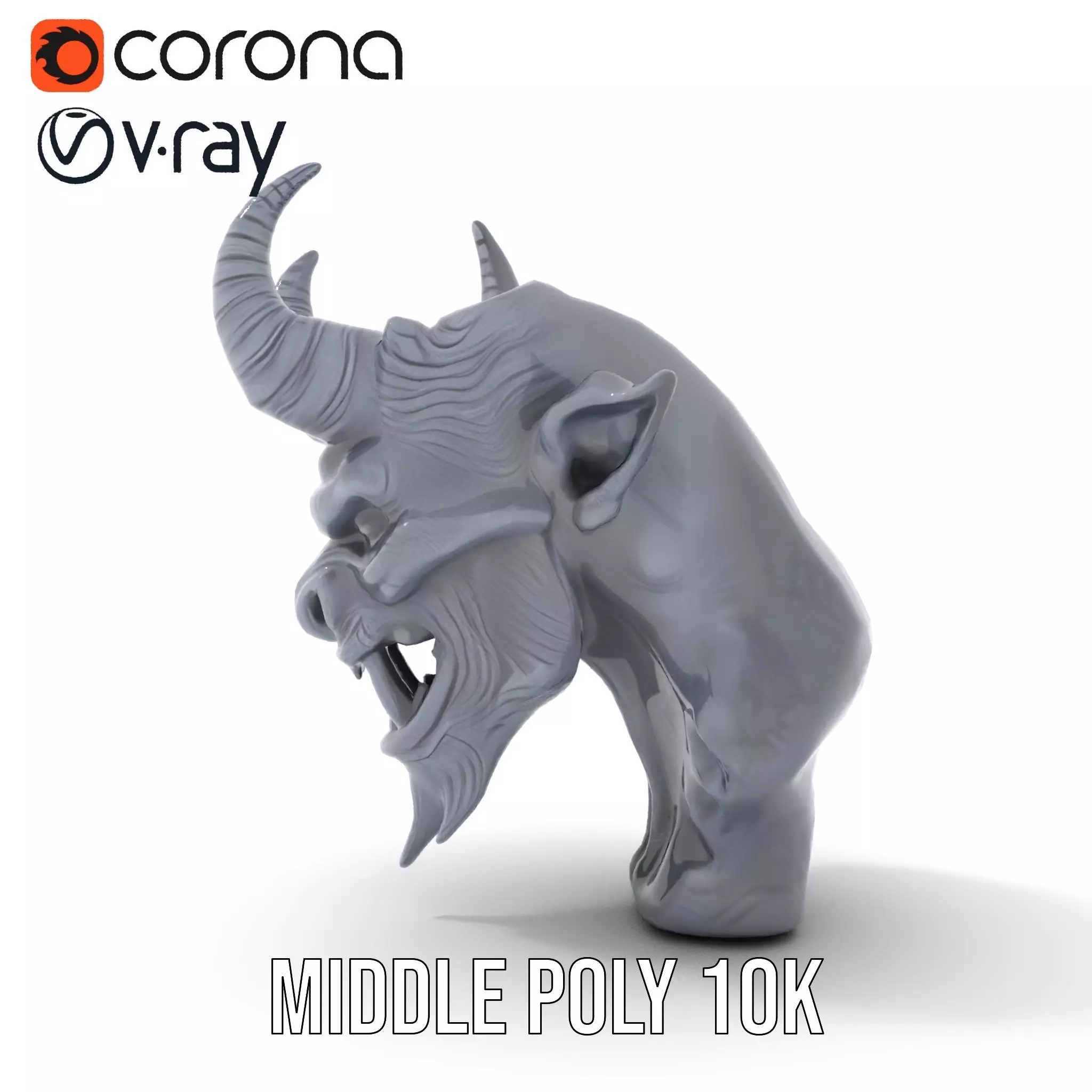 Dark Demon Head model pack Low-poly 3D model_13