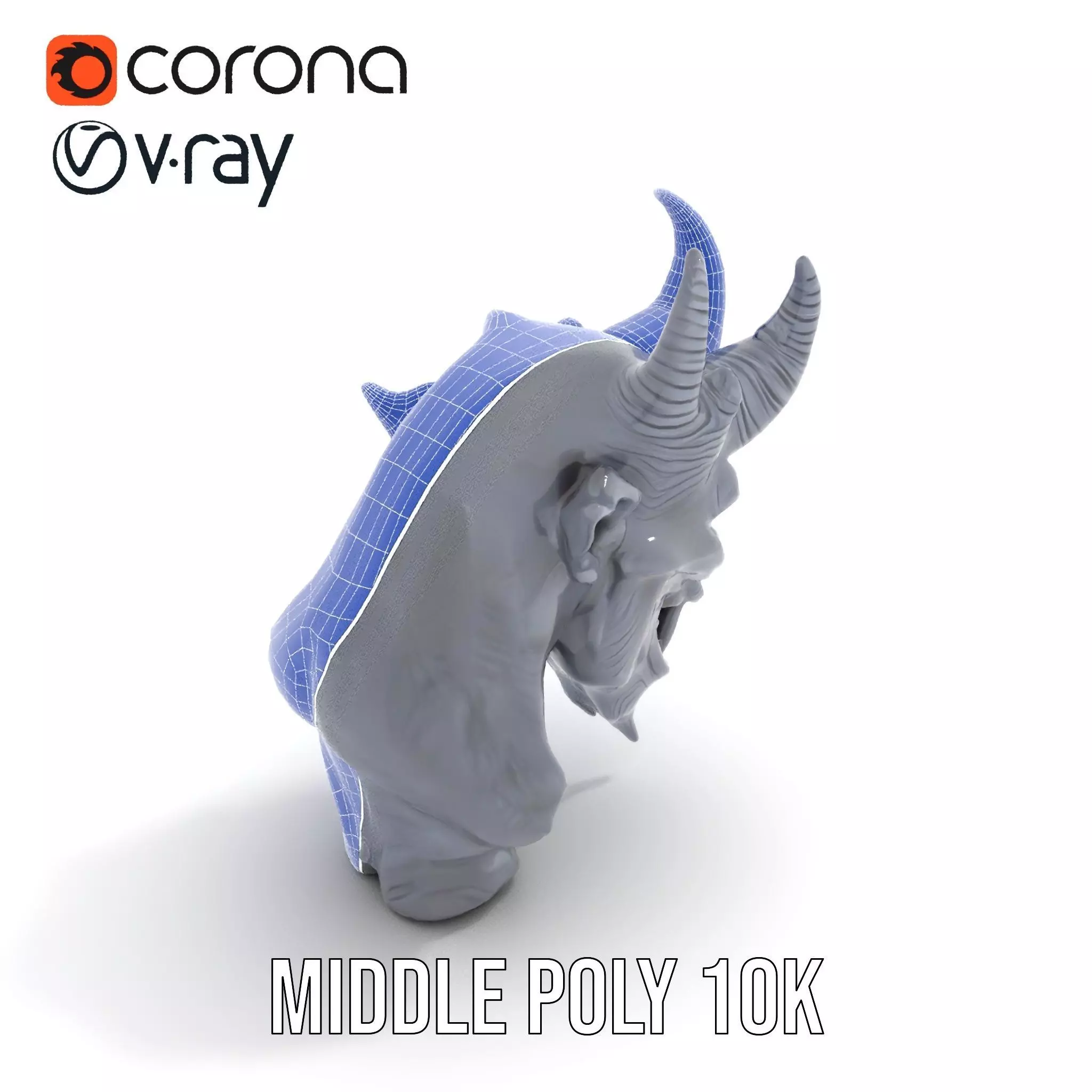 Dark Demon Head model pack Low-poly 3D model_16