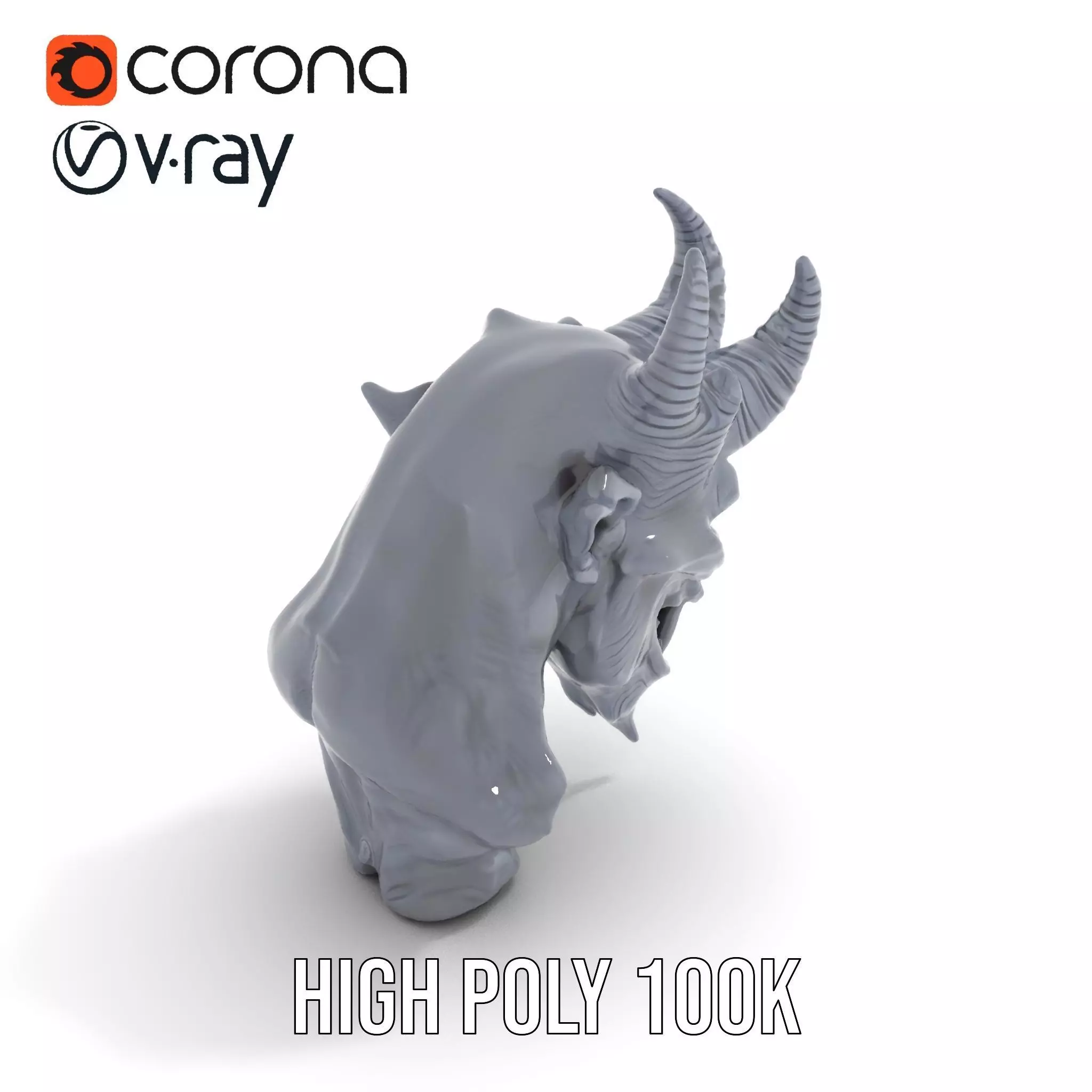 Dark Demon Head model pack Low-poly 3D model_15