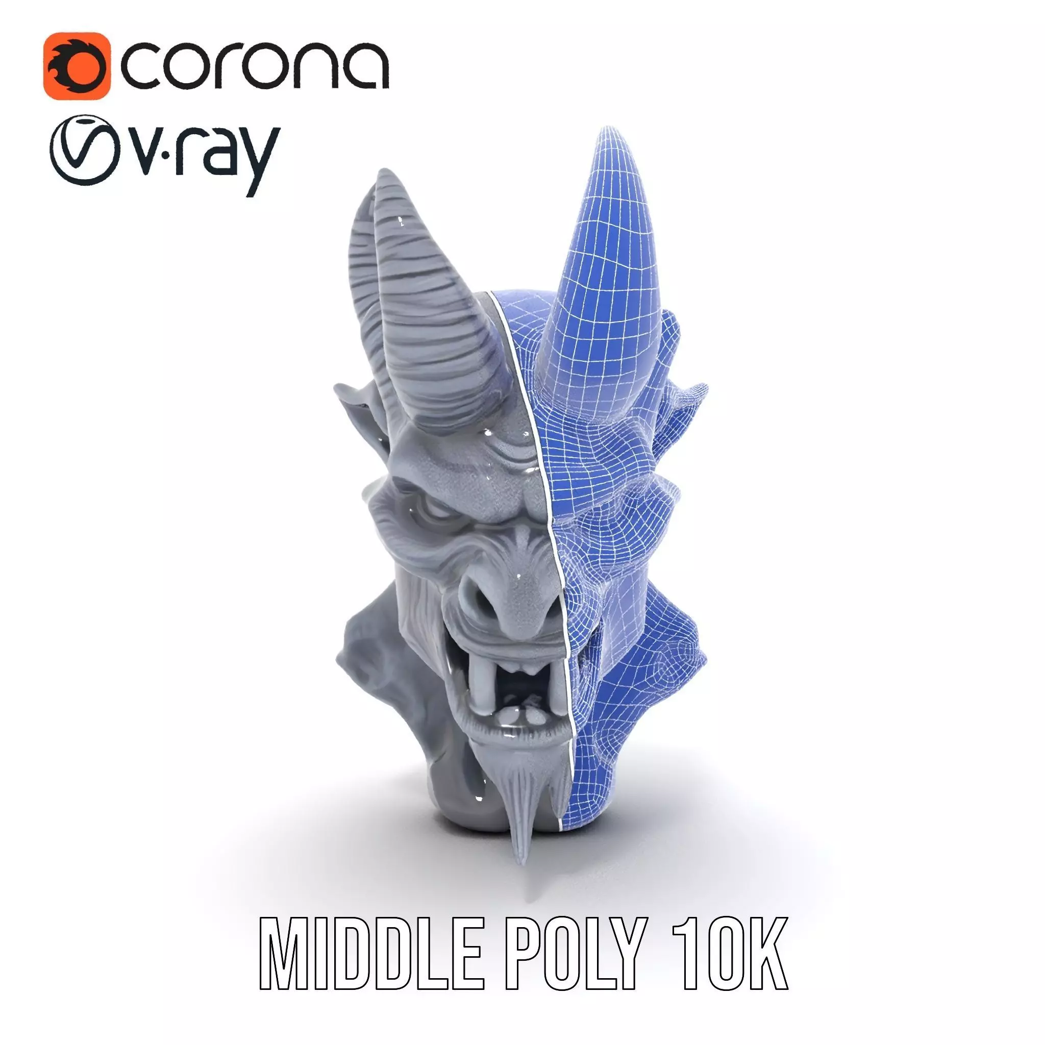 Dark Demon Head model pack Low-poly 3D model_30