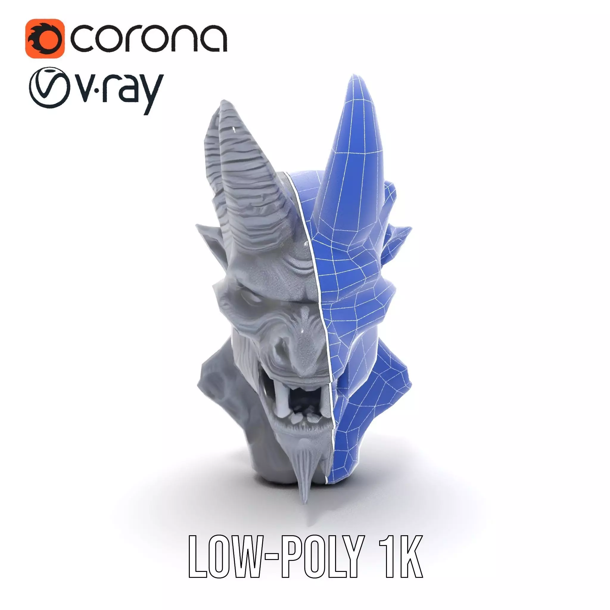 Dark Demon Head model pack Low-poly 3D model_28